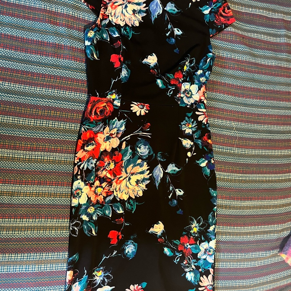 Betsey Johnson Black Dress with Vibrant Floral Design